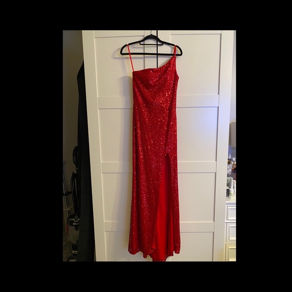 Red sequence maxi slit dress - Picture 3 of 3